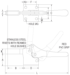 ท็อกเกิ้ลแคลมป์ กดลง แนวนอน (รุ่นยาว) drawing