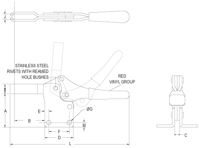 ท็อกเกิ้ลแคลมป์ กดลง แนวนอน (ฐานตรง) drawing