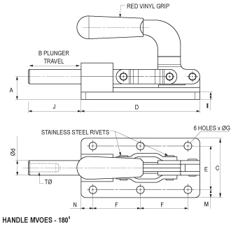 ท็อกเกิ้ลแคลมป์ แบบดัน (Long Travel) drawing