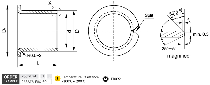 บุชมีบ่าทองเหลืองบรอนซ์ มีรู drawing