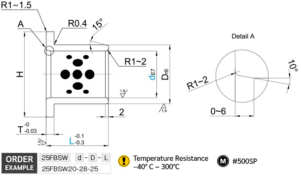 Oil Free Thrust Bush drawing