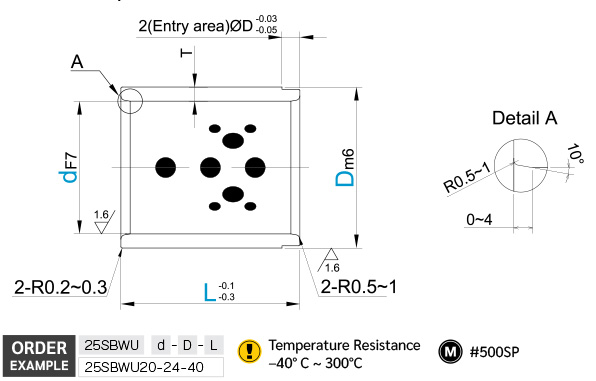 Oil Free Bush (Thin Wall) drawing