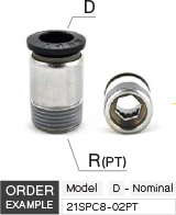 ข้อต่อลม เกลียวตัวผู้ รูหกเหลี่ยม drawing