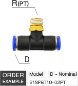 ข้อต่อลม เกลียวตัวผู้ ตัว T drawing