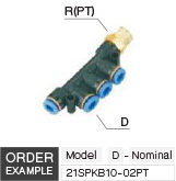 ข้อต่อลม แบบแถวมีเกลียว drawing