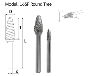 Carbide Burrs SF drawing